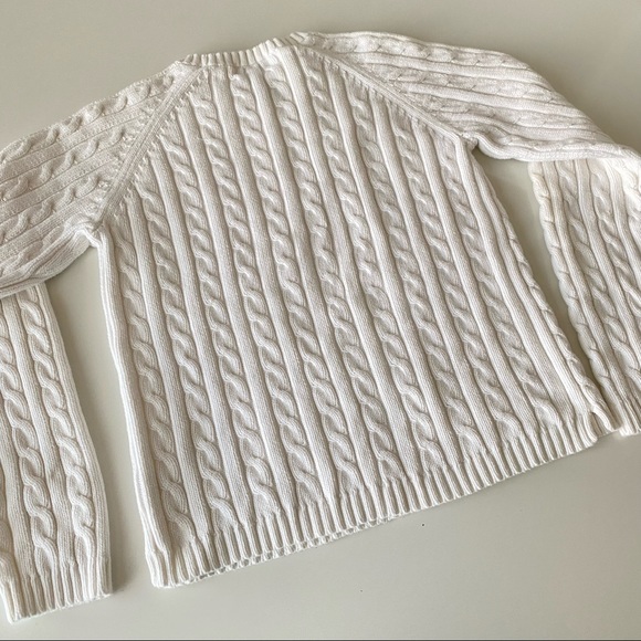 Vintage L.L. Bean 100% cotton white cable knit sweater, size small - Picture 3 of 7